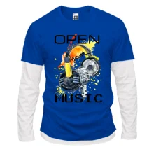 Комбинированный лонгслив с акварельным принтом «Open your music»