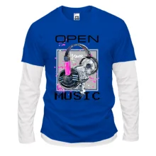 Комбинированный лонгслив с розовым принтом «Open your music»