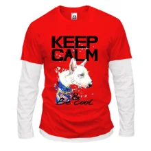 Комбинированный лонгслив з бультерьером Ceep calm and be cool
