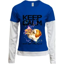 Комбинированный лонгслив с пойнтером "Keep calm & dont eat after 6 pm"