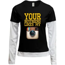 Комбинированный лонгслив Your boyfriend like my Instagram