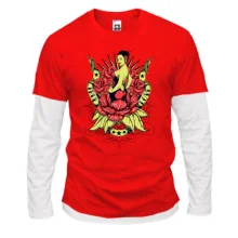 Комбинированный лонгслив Девушка в розах