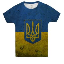 Детская 3D футболка с флагом и гербом Украины