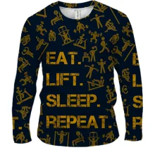 Чоловічий 3D лонгслів Eat Lift Sleep Repeat