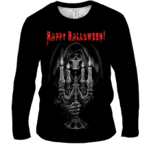 Мужской 3D лонгслив Happy Halloween (с черепом)