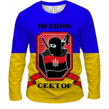 Мужской 3D лонгслив с Правым сектором и флагом Украины