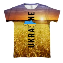 3D футболка Ukraine (поле пшениці на заході сонця)