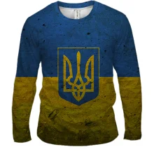 Мужской 3D лонгслив с флагом и гербом Украины