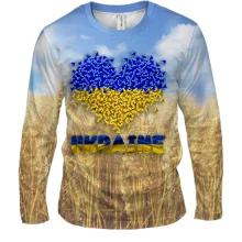 Мужской 3D лонгслив Love Ukraine (пшеничное поле)