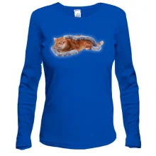 Лонгслів з котом в новорічному дощику