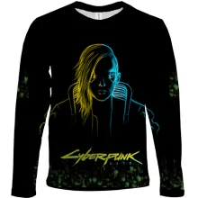 Дитячий 3D лонгслів Cyberpunk 2077 з неоновим портретом