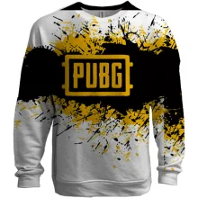 3D світшот PUBG з жовтим логотипом і бризками