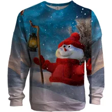 3D свитшот Snowman and starry sky