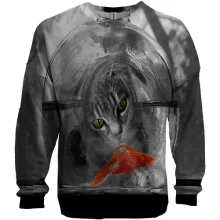 3D свитшот с котом и золотой рыбкой