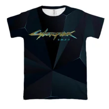 3D футболка "Cyberpunk 2077" полигональная_2