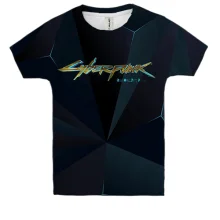 Детская 3D футболка "Cyberpunk 2077" полигональная_2