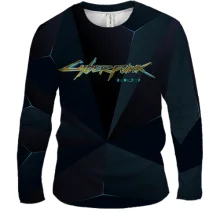 Мужской 3D лонгслив "Cyberpunk 2077" полигональная_2