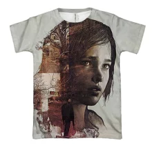 3D футболка The Last of Us с Элли на фоне пейзажа