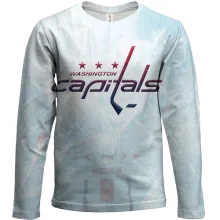 Детский 3D лонгслив Washington Capitals с Овечкиным на ледяном фоне