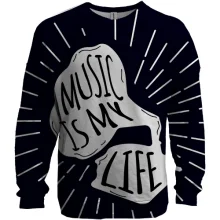 3D свитшот Music is my life с лучами