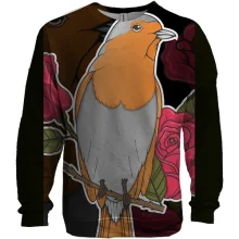 3D світшот з птицею і трояндою