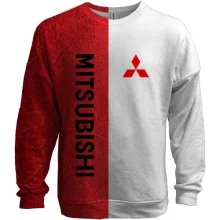3D свитшот Mitsubishi на красно-белом фоне