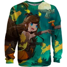3D свитшот Anime girl and halloween cat