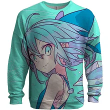 3D свитшот Blue anime girl