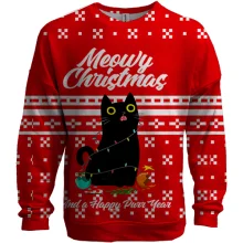 3D свитшот Кот в гирлянде - Meowy Christmas