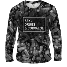 Чоловічий 3D лонгслів Sex Drugs Corvalol