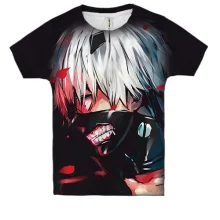Детская 3D футболка Кен Канеки - Tokyo Ghoul