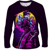 Мужской 3D лонгслив Джотаро Куджо, Неон - JoJo’s Bizarre Adventure