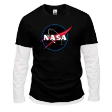 Комбинированный лонгслив с логотипом Nasa (black)