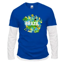 Комбинированный лонгслив с бразильским колоритом и надписью "brazil"