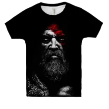 Детская 3D футболка Лицо Кратоса - God Of War