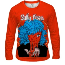 Мужской 3D лонгслив Салли с окровавленным лицом - SALLY FACE