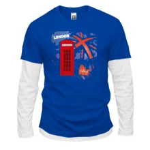 Комбинированный лонгслив c телефонной будкой "London calling!"