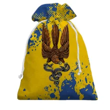 Подарочный мешочек с соколом-гербом Украины (желто-синяя)