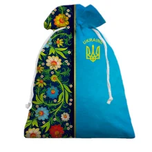 Подарочный мешочек с петриковской росписью и гербом Украины