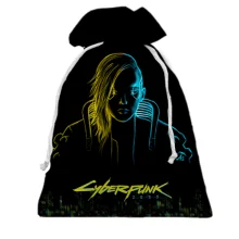 Подарунковий мішечок Cyberpunk 2077 з неоновим портретом