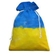Подарунковий мішечок з акварельним прапором України з мазками