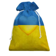 Подарочный мешочек с желто-синим сердцем