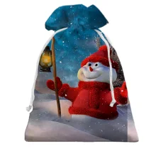 Подарочный мешочек Snowman and starry sky