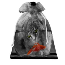 Подарочный мешочек с котом и золотой рыбкой