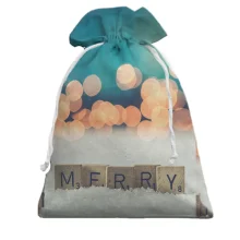 Подарочный мешочек Merry Xmas на деревянных кубиках