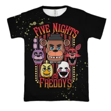 3D футболка Маски аніматроніків - FNaF