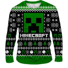 Чоловічий 3D лонгслів Новорічний патерн - Minecraft