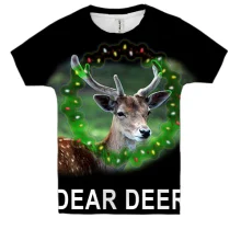 Детская 3D футболка с новогодним оленем "Dear Deer"