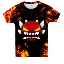 Детская 3D футболка Geometry Dash | Demon