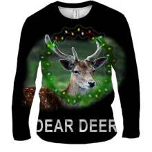 Мужской 3D лонгслив с новогодним оленем "Dear Deer"